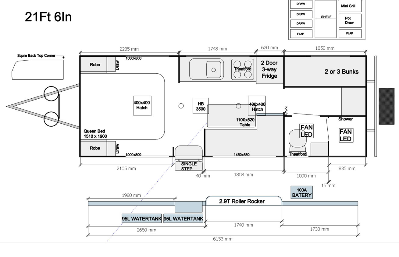 Lakeside Caravans 216C Floorplan