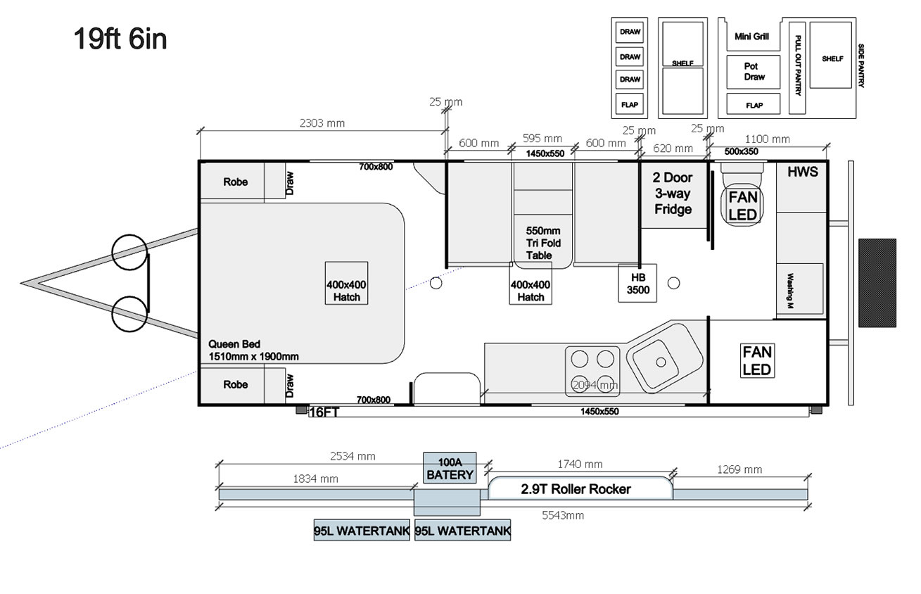 Lakeside Caravans 196C Floorplan